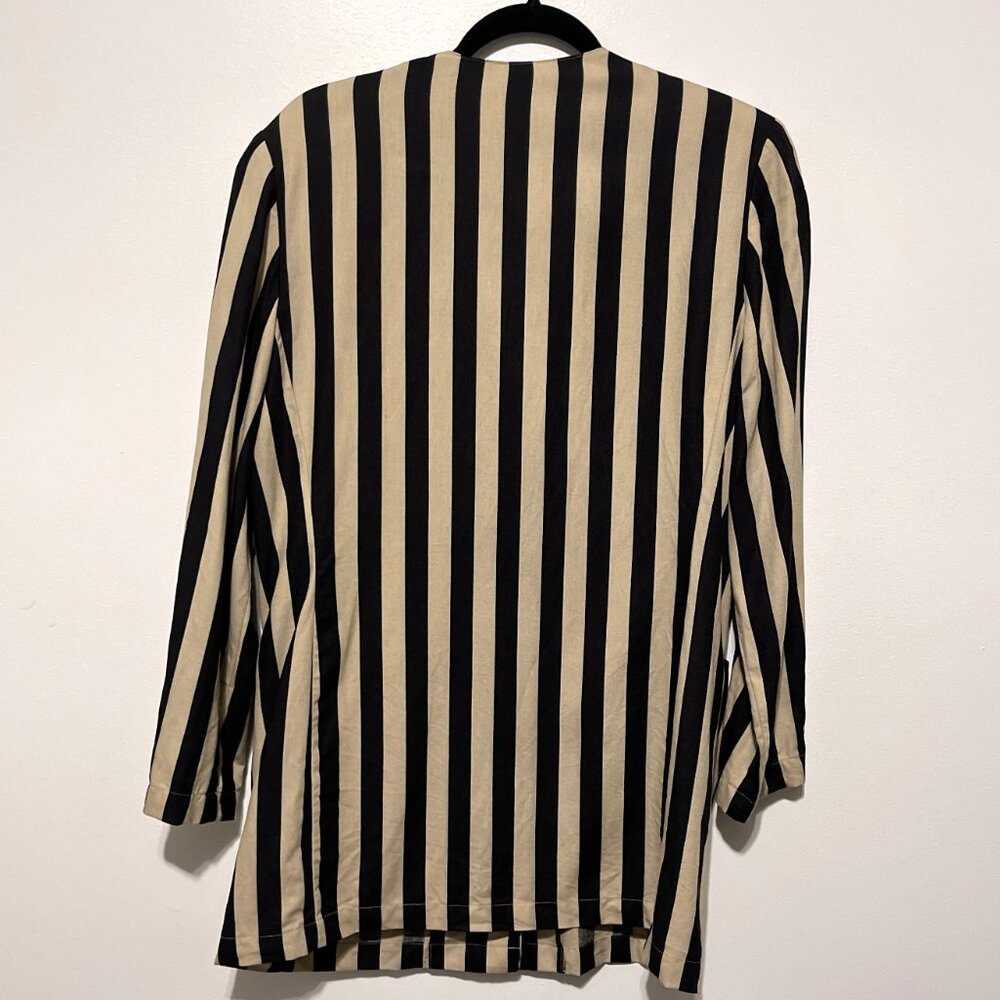 Womens VTG Longline Steampunk Blazer 12 Maximalist Gothic Pirate Cosplay Striped - Picture 2 of 14